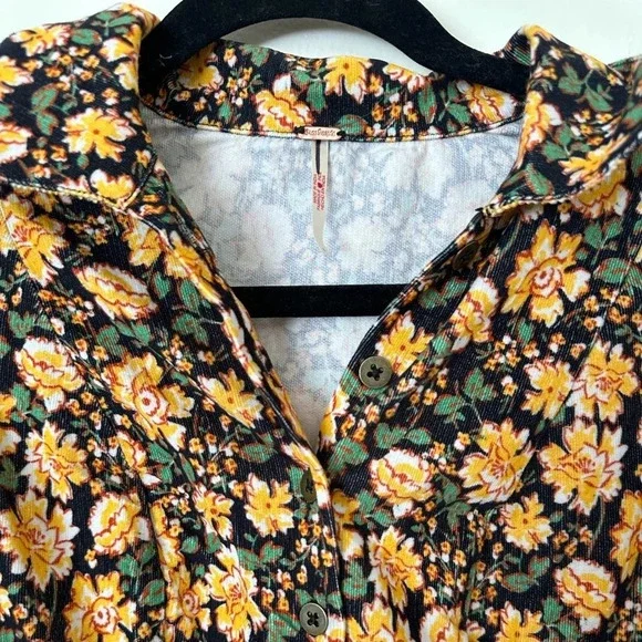 Free People Size 0 Corduroy Floral Dress Long Sleeve - Picture 5 of 5